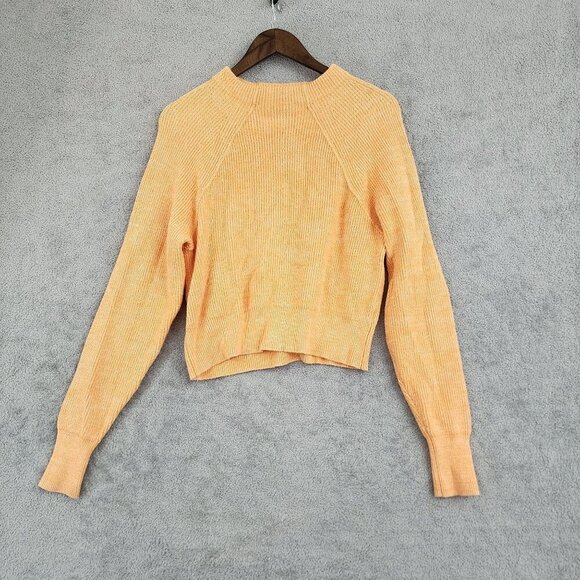 Free People Womens Ribbed Knit Sweater XS Orange Mock neck Pullover 28CT - Picture 1 of 8